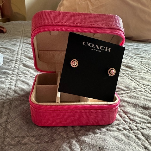 Coach Jewelry - NWT Coach Earrings and Travel Jewelry Box